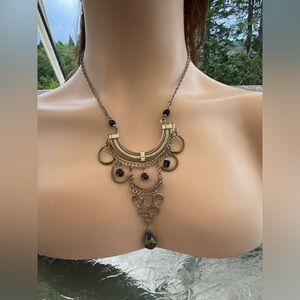 Peruvian Style Silver Tone Lapis Necklace Costume Fashion Jewelry